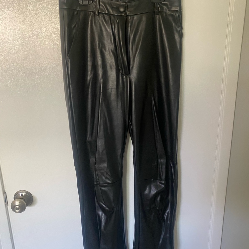 Idem Ditto Faux Black Leather Straight Leg Pants